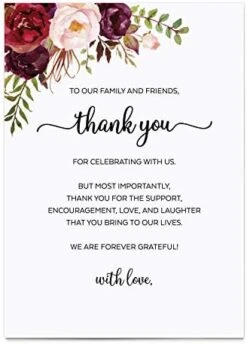 Thank You Placecards For Wedding (Set Of 50) Large 4" X 6" Table Place Setting Cards - Made In USA - Watercolor Red Roses Floral On White -Wilton Shop 41gB1w6vvRL. AC