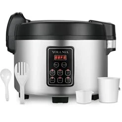 13L Commercial Large Rice Cooker & Food Warmer | 13.8QT/60 Cups Cooked Rice | 1350W Multi-function Electric Sushi Rice Cooker | LED Display | Timer Setting | Samrt Preset From 30 Min-24 Hrs