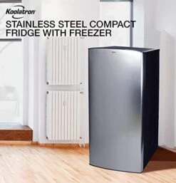 Compact Fridge With Freezer, Stainless Steel, 6.2 Cubic Feet (176 L) Capacity, For Snacks, Frozen Meals, Beverages, Juice, Beer, Den, Dorm, Office, Games Room, Or RV -Wilton Shop 41gPzXhEibL