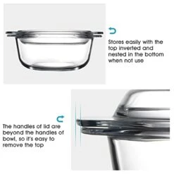 Clear Round Glass Casserole Dish With Glass Lid Oven Safe Glass Cookware, Covered Glass Microwavable Bowls With Lids (2.5L) 13 Clear Round Glass Casserole Dish With Glass Lid Oven Safe Glass Cookware, Covered Glass Microwavable Bowls With Lids (2.5L) -Wilton Shop 41gQ3z1sbEL