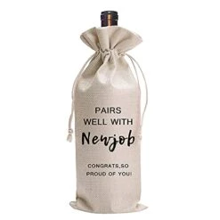 NEW JOB Wine Gift Bag,Wine Gifts For Husband, Wife,Son, Daughter, Colleague, Superior And Neighbor,Wine Bag For New Job