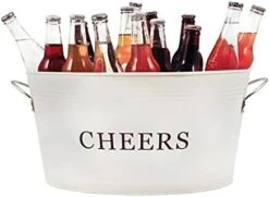 Rustic Farmhouse Decor Ice Bucket & Galvanized Cheers Beverage Tub For Parties, 6.3 Gallons, Cream -Wilton Shop 41gWR65rgsS. AC