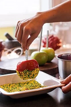 32 PCS Bling Candy Apple Bamboo Sticks, Caramel Apple Wooden Pointed Skewers With Rhinestones Diamond Mesh Wrap, Fruit Treats Pop Dec Bar For Dessert Table Tea Party Birthday Wedding Buffet(Silver) -Wilton Shop 41gaRfZMCSL