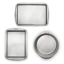 40056 Premium Quality Commercial Grade Bakeware, Set Of 3 Baking Pans, 10 X 15 Sheet, 9 X 13 Pan, 9-inch Round, Silver, Large
