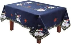 Holiday Christmas Table Runner Embroidered Snowman Snowflake Poinsettia Oval Dresser Scarf Blue Gold (15x34” Blue) Winter Decoration 23 Holiday Christmas Table Runner Embroidered Snowman Snowflake Poinsettia Oval Dresser Scarf Blue Gold (15x34” Blue) Winter Decoration -Wilton Shop 41gjakOgKL. AC 2