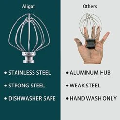 Stainless Steel Wire Whip Attachment For KitchenAid Tilt-Head Stand Mixer Accessory K45WW Replacement, Egg Cream Stirrer, Cakes Mayonnaise Whisk, Whipping Egg White, Dishwasher Safe 11 Stainless Steel Wire Whip Attachment For KitchenAid Tilt-Head Stand Mixer Accessory K45WW Replacement, Egg Cream Stirrer, Cakes Mayonnaise Whisk, Whipping Egg White, Dishwasher Safe -Wilton Shop 41gz8kVEipL