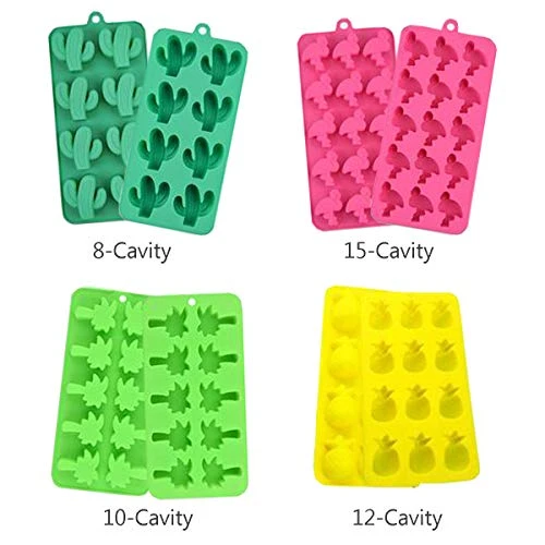 Candy Molds Ice Cube Trays Chocolate Molds, Silicone Molds Including Cactus, Flamingo, Coconut Tree & Pineapple For Making Ice, Jelly, Chocolate, Soap, Pack Of 4 With 2 Droppers. (Multicolor) 4 Candy Molds Ice Cube Trays Chocolate Molds, Silicone Molds Including Cactus, Flamingo, Coconut Tree & Pineapple For Making Ice, Jelly, Chocolate, Soap, Pack Of 4 With 2 Droppers. (Multicolor) - Image 2