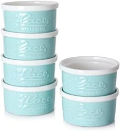 4 Oz Ramekins - Ramekins For Creme Brulee Souffle, Porcelain Ramekins Oven Safe, Mason Style Embossed Ramekins Bowls Ramekins For Baking, Set Of 6, Blue -Wilton Shop 41h14Ok4aaL. AC