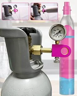 NTSUMI Soda Refill Adapter Fit For DUO Terra Art Pink Soda Cylinder, Carbonator Soda Refill Quick Adapter For Pink CO2 Cylinder-Quick Connect With Pressure Gauge -Wilton Shop 41h3mOyRvfL