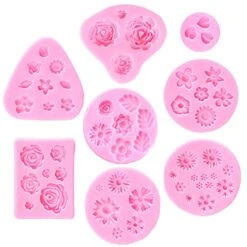 Flower Fondant Cake Molds-8 Pcs-Daisy, Rose, Chrysanthemum And Small Flower Leaf, Candy Silicone Molds For Chocolate Fondant Polymer Clay Soap Crafting Projects & Cake Decoration -Wilton Shop 41hHRjRXSzS
