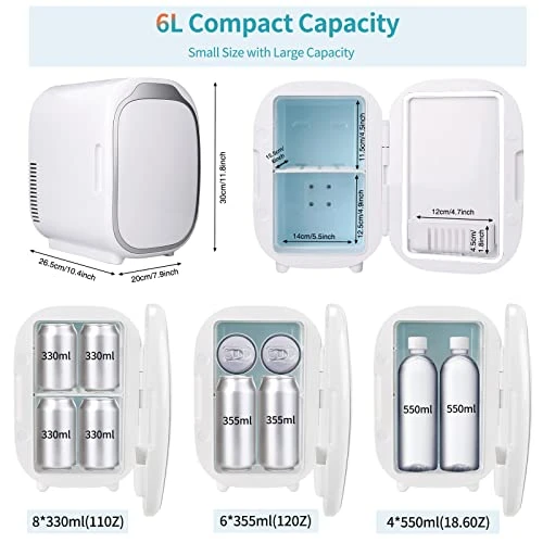Mini-Skincare-Fridge-for-Bedroom, 6 Liter/8 Can AC/DC Portable Thermoelectric Cooler And Warmer Compact Refrigerator, Portable Small Fridge For Skincare Foods Medications 5 Mini-Skincare-Fridge-for-Bedroom, 6 Liter/8 Can AC/DC Portable Thermoelectric Cooler And Warmer Compact Refrigerator, Portable Small Fridge For Skincare Foods Medications - Image 3