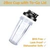 - 28 Oz Blender Cup Replacement With To-Go Lids, Cups For Protein Shakes, BPA Free Smoothie Cups (Pack Of 2)