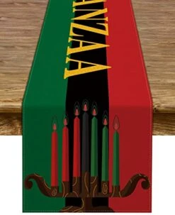 Kwanzaa Table Runner Kinara African American Table Decor African Heritage Holiday Kitchen Dining Room Home Decoration