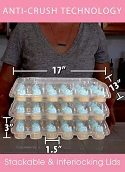 Stack'nGo MINI Cupcake Containers - (24 Pack X 12 Sets) - High Tall Dome, Clear Containers, Thick Plastic Disposable Storage Boxes, 2 Dozen Compartments Slots, Cupcakes Holder Box, Tray Carrier -Wilton Shop 41hRNRTjG6L