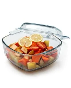 2.5L Glass Casserole With Glass Lid Square Casserole Dish For Oven Glass Microwavable Bowl With Lid