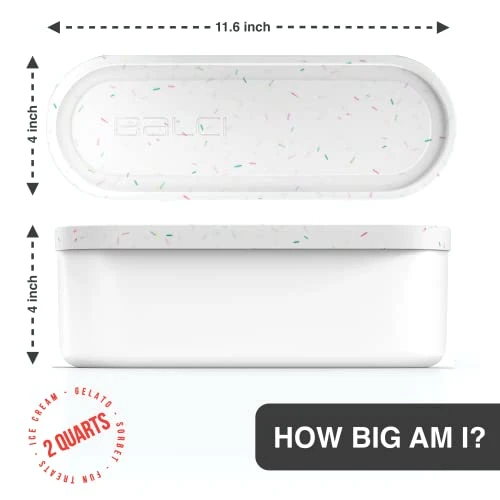 - Ice Cream Container - 2 Quart - Perfect Reusable Freezer Storage For Homemade Ice Cream Tubs For Sorbet, Frozen Yogurt And Gelato! - Flexible Silicone Lids, Long Scoop, Stackable - White With Sprinkles 4 - Ice Cream Container - 2 Quart - Perfect Reusable Freezer Storage For Homemade Ice Cream Tubs For Sorbet, Frozen Yogurt And Gelato! - Flexible Silicone Lids, Long Scoop, Stackable - White With Sprinkles - Image 2
