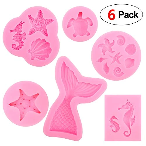 Mermaid Tail Ocean Seashell Mold (6pcs), Silicone Cake Fondant Baking Molds Chocolate Candy Baking Tool For Wedding Birthday Party Cake Decoration Cupcake Topper 4 Mermaid Tail Ocean Seashell Mold (6pcs), Silicone Cake Fondant Baking Molds Chocolate Candy Baking Tool For Wedding Birthday Party Cake Decoration Cupcake Topper - Image 2