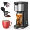Iced Coffee Maker, Hot And Cold Coffee Maker Single Serve For K Cup And Ground, With Descaling Reminder And Self Cleaning, Iced Coffee Machine For Home, Office And RV -Wilton Shop 41hiqb4RnBL