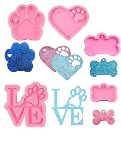 PEGAFOX 5 Pcs Love Paw Print Keychain Silicone Resin Molds Heart Dog Paw Candy Fondant Mold For DIY Mother's Day Valentine's Day Gifts, Dog Tag Polymer Clay, Cake Decorating,Candy Cube Mold1 3 PEGAFOX 5 Pcs Love Paw Print Keychain Silicone Resin Molds Heart Dog Paw Candy Fondant Mold For DIY Mother's Day Valentine's Day Gifts, Dog Tag Polymer Clay, Cake Decorating,Candy Cube Mold1