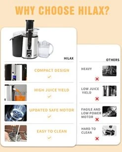 Centrifugal Juicer Machine - LCD Monitor 1100W Juice Maker Extractor, 5-Speed Juice Processor Fruit And Vegetable, 3" Feed Chute Stainless Steel Power Juicer, Easy Clean, BPA Free (Silver) 16 Centrifugal Juicer Machine - LCD Monitor 1100W Juice Maker Extractor, 5-Speed Juice Processor Fruit And Vegetable, 3" Feed Chute Stainless Steel Power Juicer, Easy Clean, BPA Free (Silver) -Wilton Shop 41hlYtPpZpL