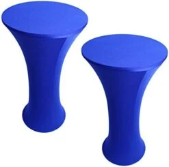 2 Pack 24x43 Inch Royal Blue Cocktail Tablecloth Round Fitted Stretch Spandex Table Cover For Party Wedding Bars -Wilton Shop 41hmV VWxcL. AC 1