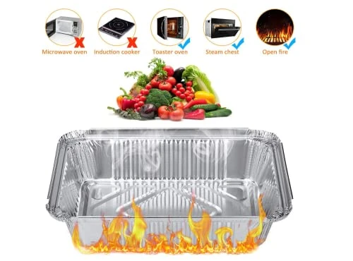 GENERIC Aluminum Pans With Lids (50-Pack, 8.5"×6") 2.25 LB; Disposable Roasting Takeaway Oven Baking With Lids; Best For Meal Prep 5 GENERIC Aluminum Pans With Lids (50-Pack, 8.5"×6") 2.25 LB; Disposable Roasting Takeaway Oven Baking With Lids; Best For Meal Prep - Image 3