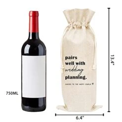 Wedding Gift Wine Bags, Burlap Wine Bottle Cover Bag For Bridal Shower, Engagement, Bride, Groom, Bridesmaid, Bachelorette Party Favor, 1 Pc Wine Bag (A29)