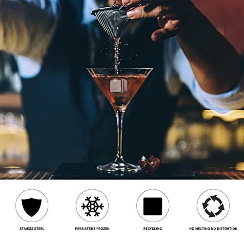 Cube Whiskey Chillers Stones 6 PCS - Stainless Steel Reusable With Ice Tong Gift Set - Metal Beverage Chilling Rocks For Wine,Beer, Vodka, Coke, Scotch, Bourbon, No Change The Flavor 5 Cube Whiskey Chillers Stones 6 PCS - Stainless Steel Reusable With Ice Tong Gift Set - Metal Beverage Chilling Rocks For Wine,Beer, Vodka, Coke, Scotch, Bourbon, No Change The Flavor - Image 3