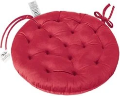 Collection 16 Inch Round Tufted Plush Chair Pad/Cushion For Kitchen Bar Stool Dining Room Durable Reversible With Tie Backs (Wine, 4) -Wilton Shop 41hzz1CNCQL. AC