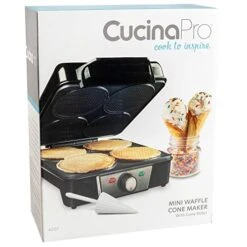 Mini Waffle Ice Cream Cone Maker - Bake 4 Homemade Mini Cones At Once, Includes Shaper Roller - Make Fun Bite Sized Entertaining Desserts For Summer Parties, Special Occasions And Gift Giving Treats -Wilton Shop 41i0sCjxH9L