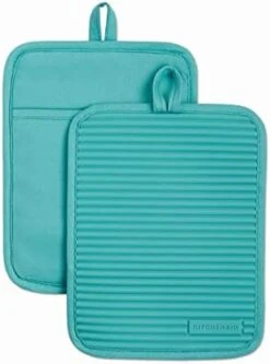 KitchenAid Ribbed Soft Silicone Water Resistant Pot Holder Set, Milkshake , 2 Piece Set, 7"x9" -Wilton Shop 41i6hQmBjiL. AC