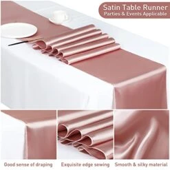 6 Pack Satin Sequin Table Runner, 6 Pack Tablecloth Set 12x108 Inch Smooth Table Runner 54x108 Inch Plastic Table Cover For Party Birthday Wedding Decor, Black And Rose Gold 13 6 Pack Satin Sequin Table Runner, 6 Pack Tablecloth Set 12x108 Inch Smooth Table Runner 54x108 Inch Plastic Table Cover For Party Birthday Wedding Decor, Black And Rose Gold -Wilton Shop 41iM08pFD4L