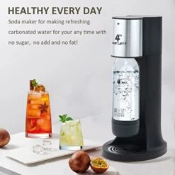 4° Sparkling Water Maker, Soda Maker Machine For Home Or Office, With 3×1.0L BPA-free Sparkling Water Bottle, Compatible With Any Screw-in 60L CO2 Carbonator(NOT Included)(Matte Black) -Wilton Shop 41iMhXIJOmL