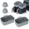2PCS Silicone Pot Replacement For Ninjas Dual Air Fryer, Reusable Silicone Air Fryer Liner Double Basket Rack Accessories Compatible With Ninja DZ201 Oven Microwave -Wilton Shop 41iVZPPklNL