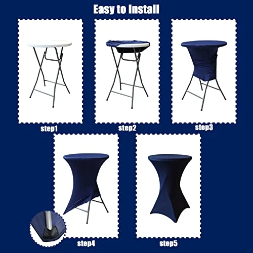 2 Pack Spandex Table Covers, Cocktail Fitted Tablecloths, Round Highboy Stretch Table Cloths For Party, Wedding, Birthday, Banquet, Vendors,Bistro Table,White, 30"-32" Diameter X 40"-43" Height 8 2 Pack Spandex Table Covers, Cocktail Fitted Tablecloths, Round Highboy Stretch Table Cloths For Party, Wedding, Birthday, Banquet, Vendors,Bistro Table,White, 30"-32" Diameter X 40"-43" Height - Image 6