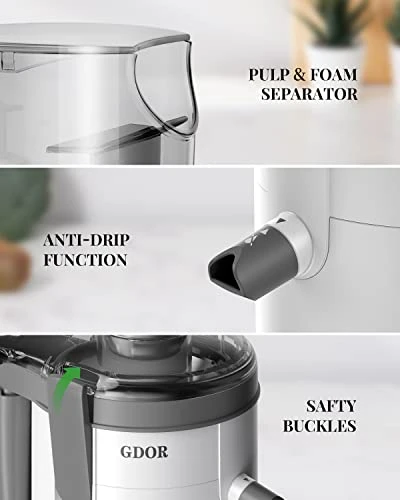 Juicer With Titanium Enhanced Cut Disc, Dual Speeds Centrifugal Juice Maker Machines With 2.5" Feed Chute, For Fruits And Veggies, Anti-Drip, Includes Cleaning Brush, BPA-Free, White 5 Juicer With Titanium Enhanced Cut Disc, Dual Speeds Centrifugal Juice Maker Machines With 2.5" Feed Chute, For Fruits And Veggies, Anti-Drip, Includes Cleaning Brush, BPA-Free, White - Image 3