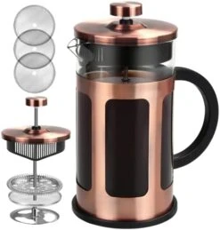 French Press Coffee Maker 12 Ounce Stainless Steel With Borosilicate Glass Heat Resistant 4 Level Filtration System For Brew Coffee & Tea Dishwasher Safe 350ml (12oz, Stainless Black) -Wilton Shop 41inLouEdcL. AC