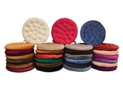 Collection 16 Inch Round Tufted Plush Chair Pad/Cushion For Kitchen Bar Stool Dining Room Durable Reversible With Tie Backs (Wine, 4) -Wilton Shop 41irDwtdytL