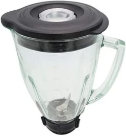 Complete 6-Piece 48 Ounce Replacement Round Glass Jar Cup Assembly Set With A Jar Base Cap, Blade, Gasket, Round Lid, Center Fill - Compatible With Standard Oster & Osterizer Blenders -Wilton Shop 41iyQjj49fL. AC