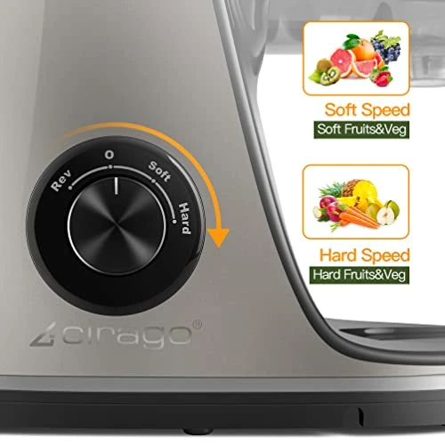 IRAGO Juicer Machines, Slow Masticating Juicer Extractor Two Speed Adjustment, Easy To Clean, Quiet Motor, Cold Press Juicer For Vegetables And Fruits, BPA-Free (Grey) 4 IRAGO Juicer Machines, Slow Masticating Juicer Extractor Two Speed Adjustment, Easy To Clean, Quiet Motor, Cold Press Juicer For Vegetables And Fruits, BPA-Free (Grey) - Image 2