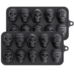 Silicone Chocolate Molds Skull Candy Mold For Jelly Crayon Resin, Pack Of 2 (Dia 1.7 Inch)