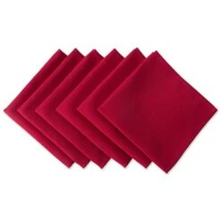 100% Spun Polyester Table Top Collection, Napkins, 18x18, Red, 6 Piece