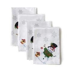 Ve Snowman Engineered Printed Fabric Cloth Napkins For Christmas, Winter, And Holiday Tablecloths (Believe Snowman, 18" X 18" Napkins Set Of 4) -Wilton Shop 41jOQDeVubL
