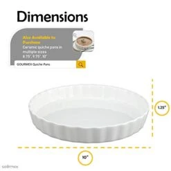 White, Round, Fluted Quiche Baking Dish | Ceramic Pan | Perfect For Baking Tart Pies, Creme Brulee, Custard Dishes And Cheesecake | Porcelain 10 Inch Pan (10" Round) -Wilton Shop 41jW9kKix7L