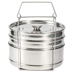Stainless Steel Steamer Pot, Stackable 3 Tier Steamer Cooker Pot Set Cook Food Pressure Pot Accessories For Home Kitchen -Wilton Shop 41jWEmjbddL