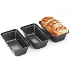 Mini Loaf Pan For Baking Bread, 6 X 3.3 X 2 In Nonstick Small Banana Bread Tins Set Of 3, Tiny Carbon Steel Meatloaf Pan - Dark Grey