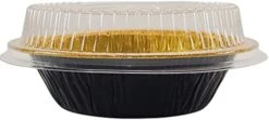 Disposable Colored Aluminum 5" Tart Pan/individual Pot Pie Pan W/Clear Dome Lid #501P (100, Gold) 31 Disposable Colored Aluminum 5" Tart Pan/individual Pot Pie Pan W/Clear Dome Lid #501P (100, Gold) -Wilton Shop 41kNRxVZ2UL. AC 1