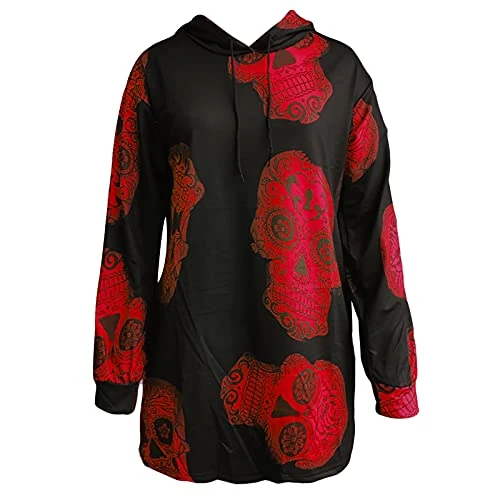 VODMXYGG Womens Pullover Dress Long Sleeve Printed Halloween Skull Print Sweatshirt Casual Fashion Basic Tops 5 VODMXYGG Womens Pullover Dress Long Sleeve Printed Halloween Skull Print Sweatshirt Casual Fashion Basic Tops - Image 3