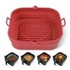 Silicone Air Fryer Liners Square - Reusable Airfryer Silicone Basket - Easy To Clean Air Fryers Silicone Pot For 5.8 To 8 Qt Air Fryer Baking Tray Oven Accessories, 8.5 Inch Large(Red) -Wilton Shop 41kdqhQWR4L