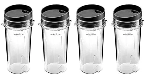 Ninja Single Serve 16-Ounce Cups Set By Preferred Parts (Pack Of 4) | Comparable With Nutri Ninja BL770 BL780 BL660 Professional Blender 3 Ninja Single Serve 16-Ounce Cups Set By Preferred Parts (Pack Of 4) | Comparable With Nutri Ninja BL770 BL780 BL660 Professional Blender